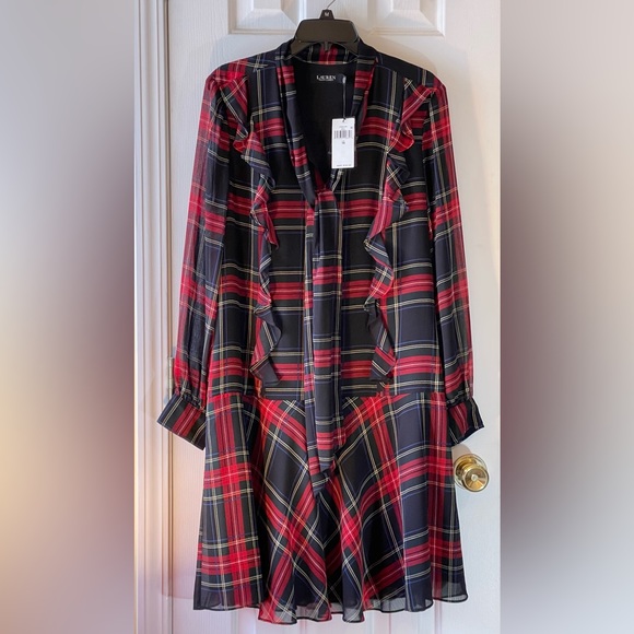 RALPH LAUREN TARTAN DROP-WAIST DRESS - Picture 2 of 6